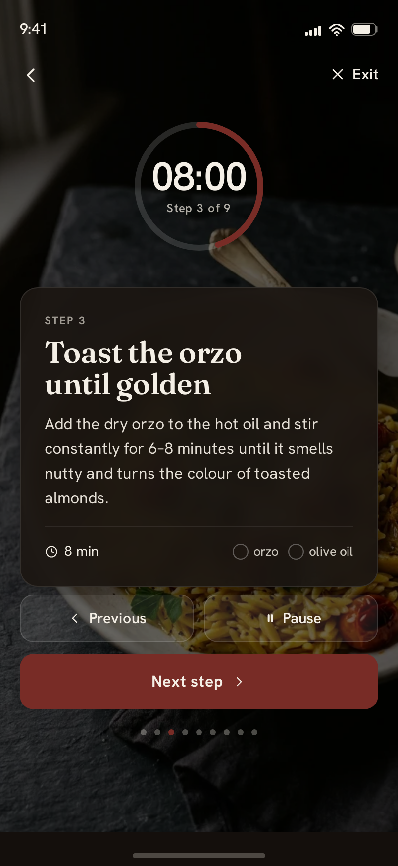 Cook screen
