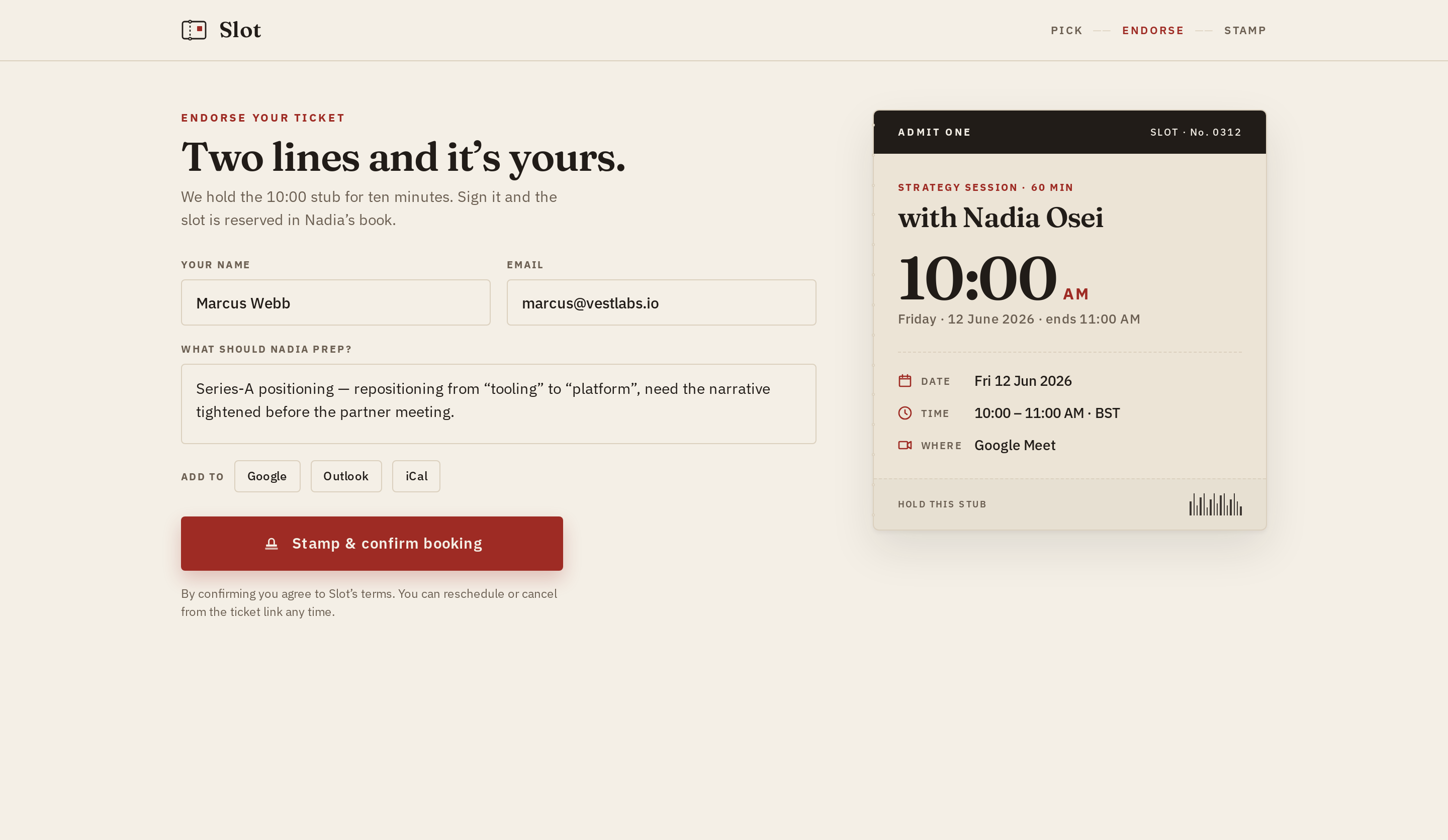 Confirm screen