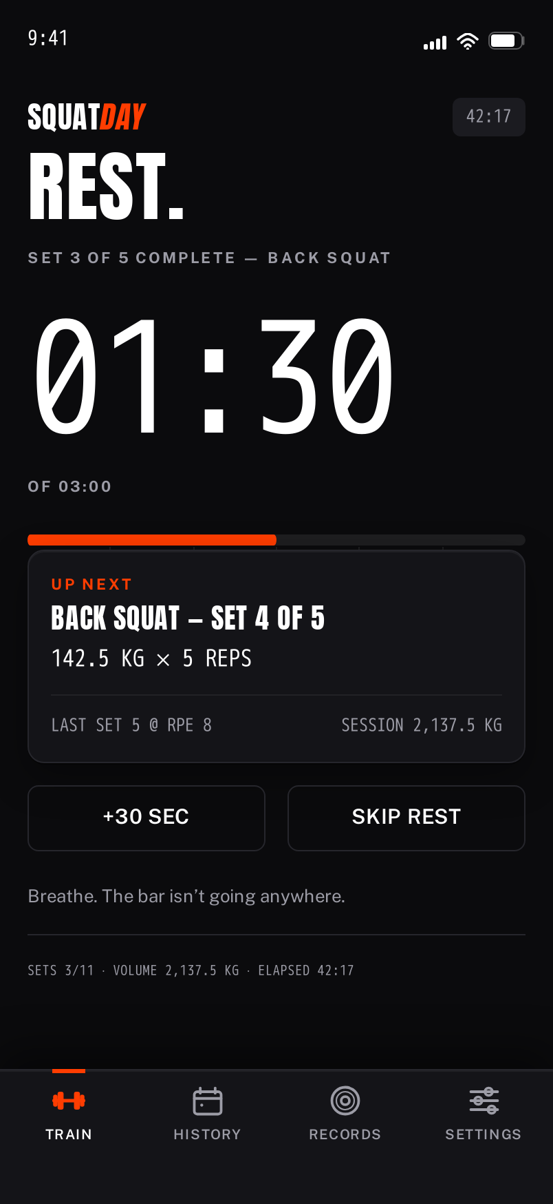 Rest screen
