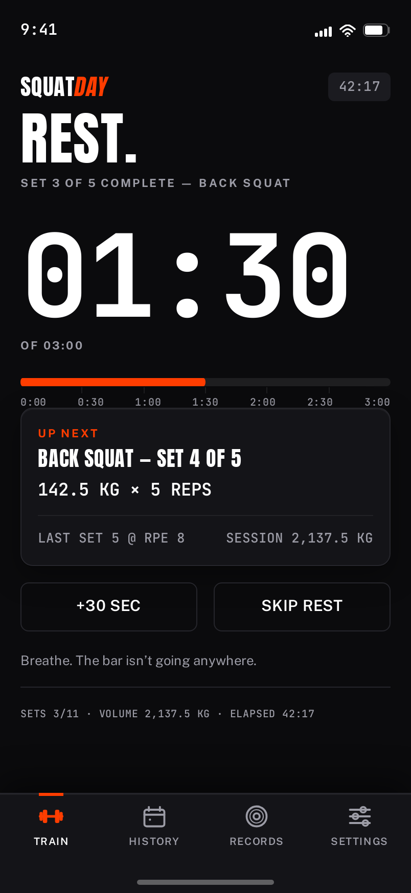 Rest screen