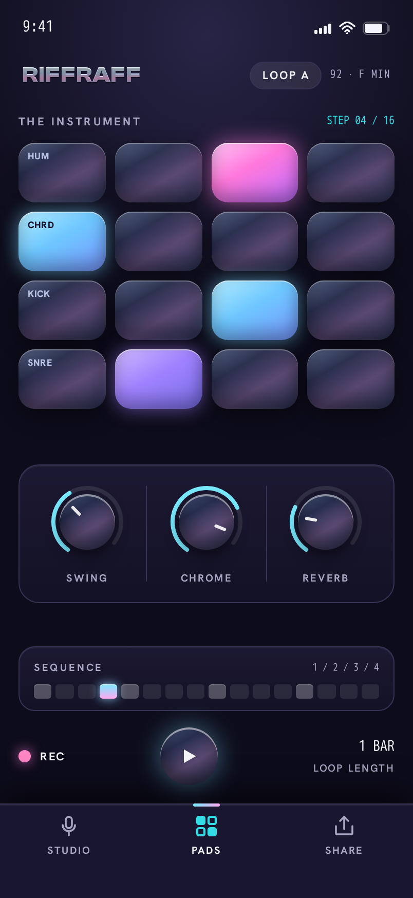 Pads screen