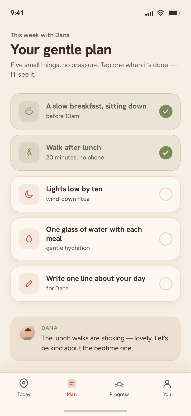 Plan screen