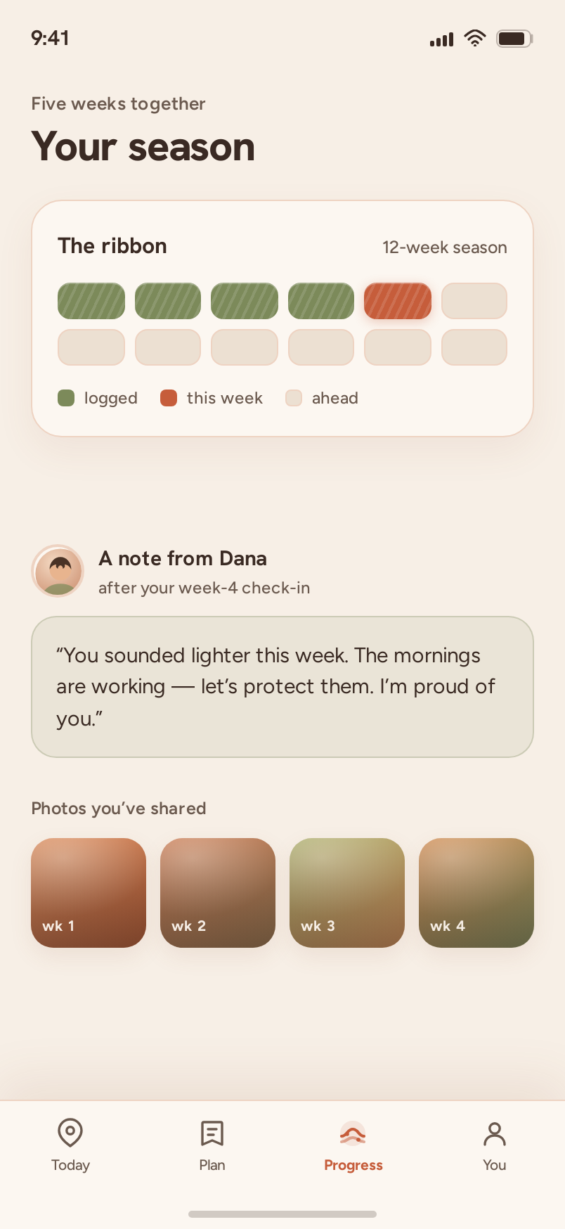 Progress screen