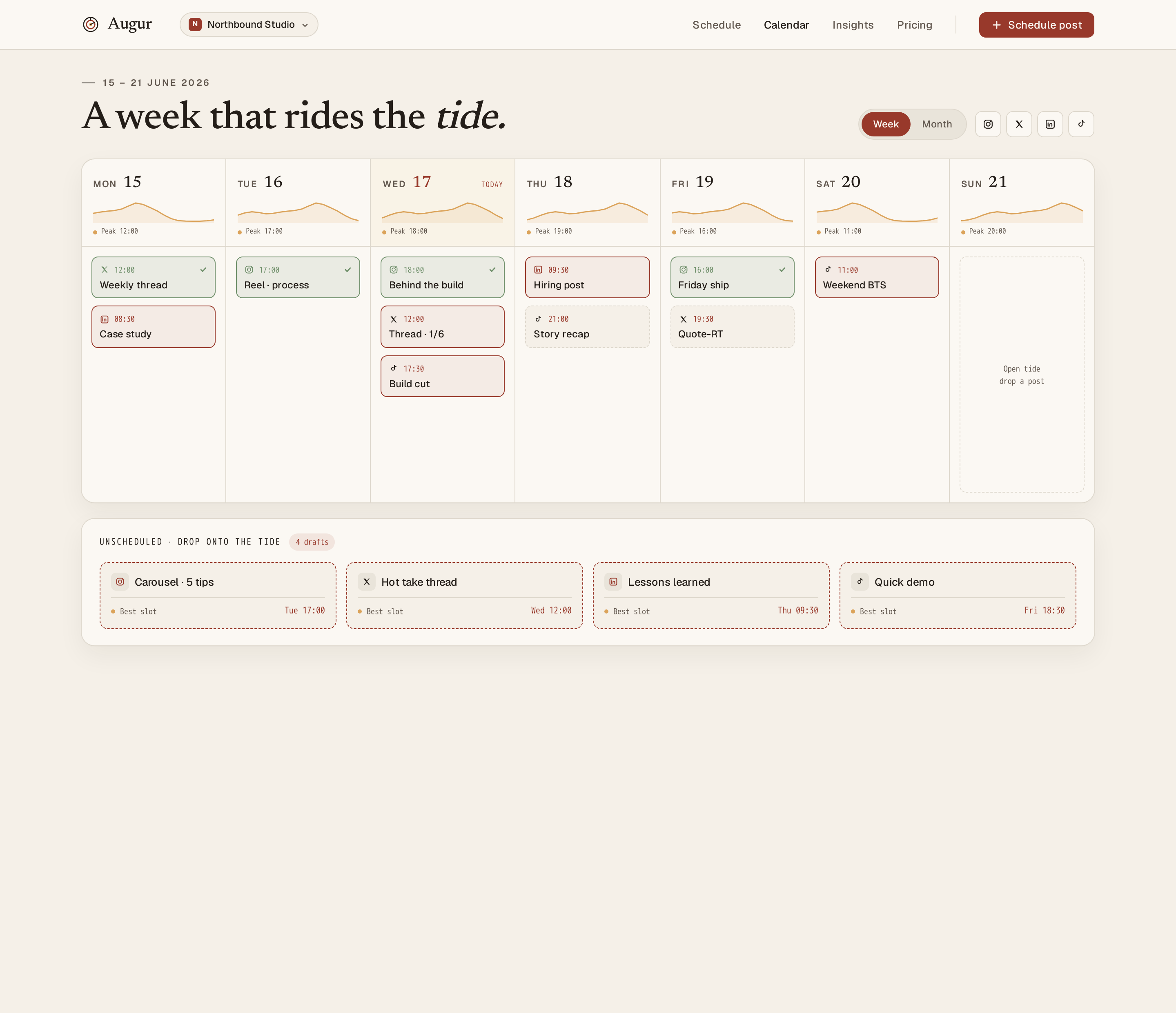 Calendar screen