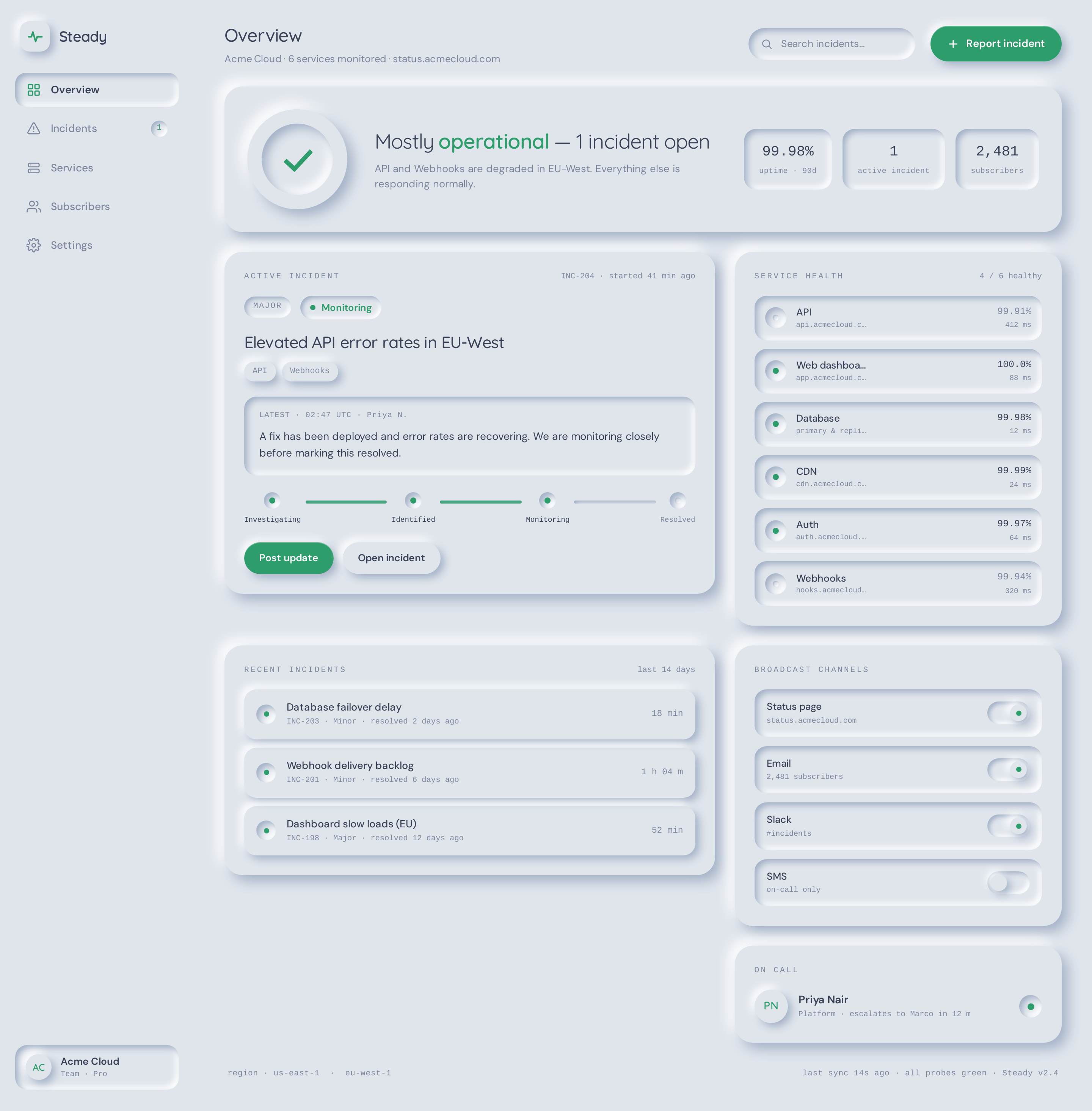 Dashboard screen