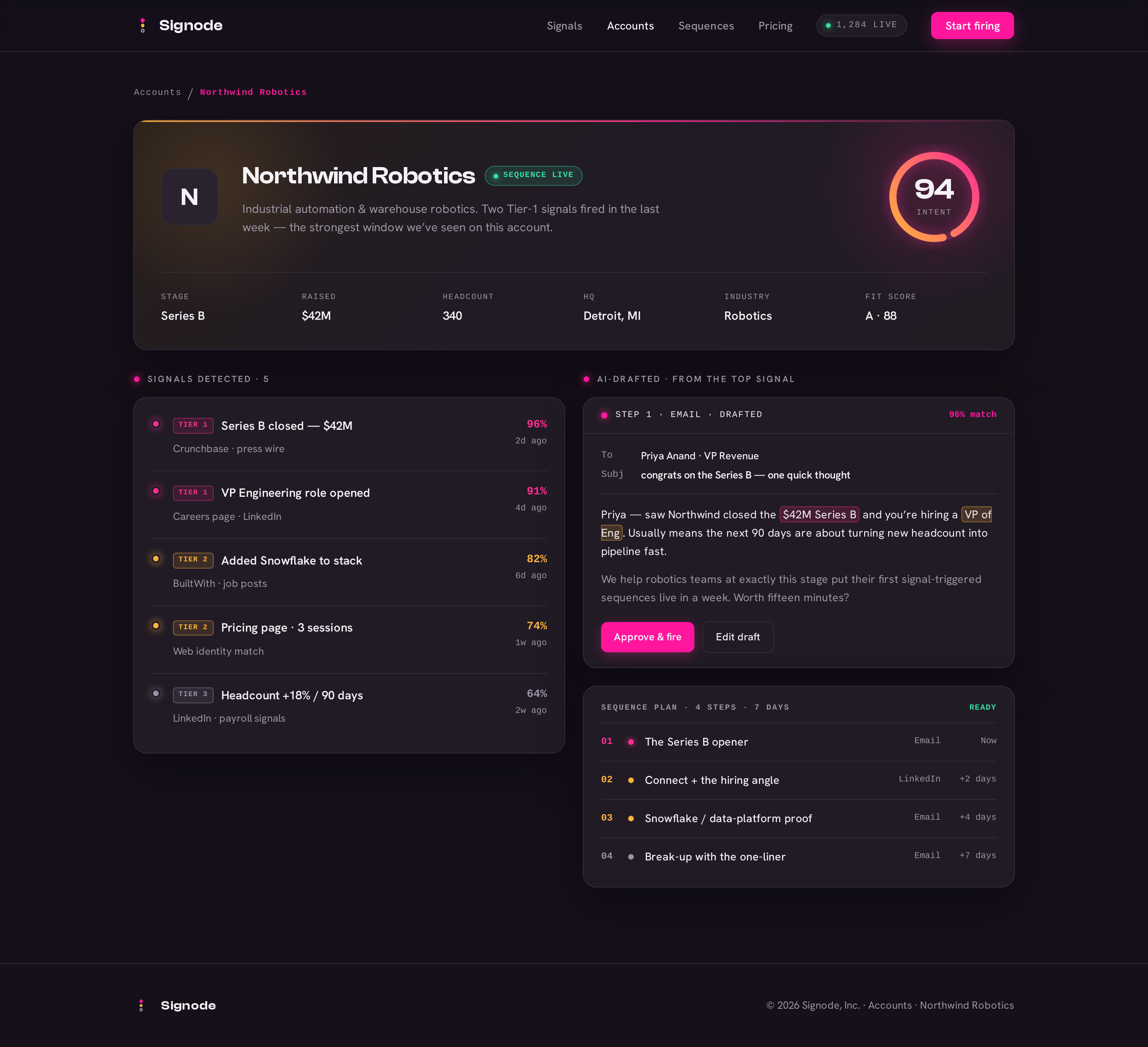 Account screen