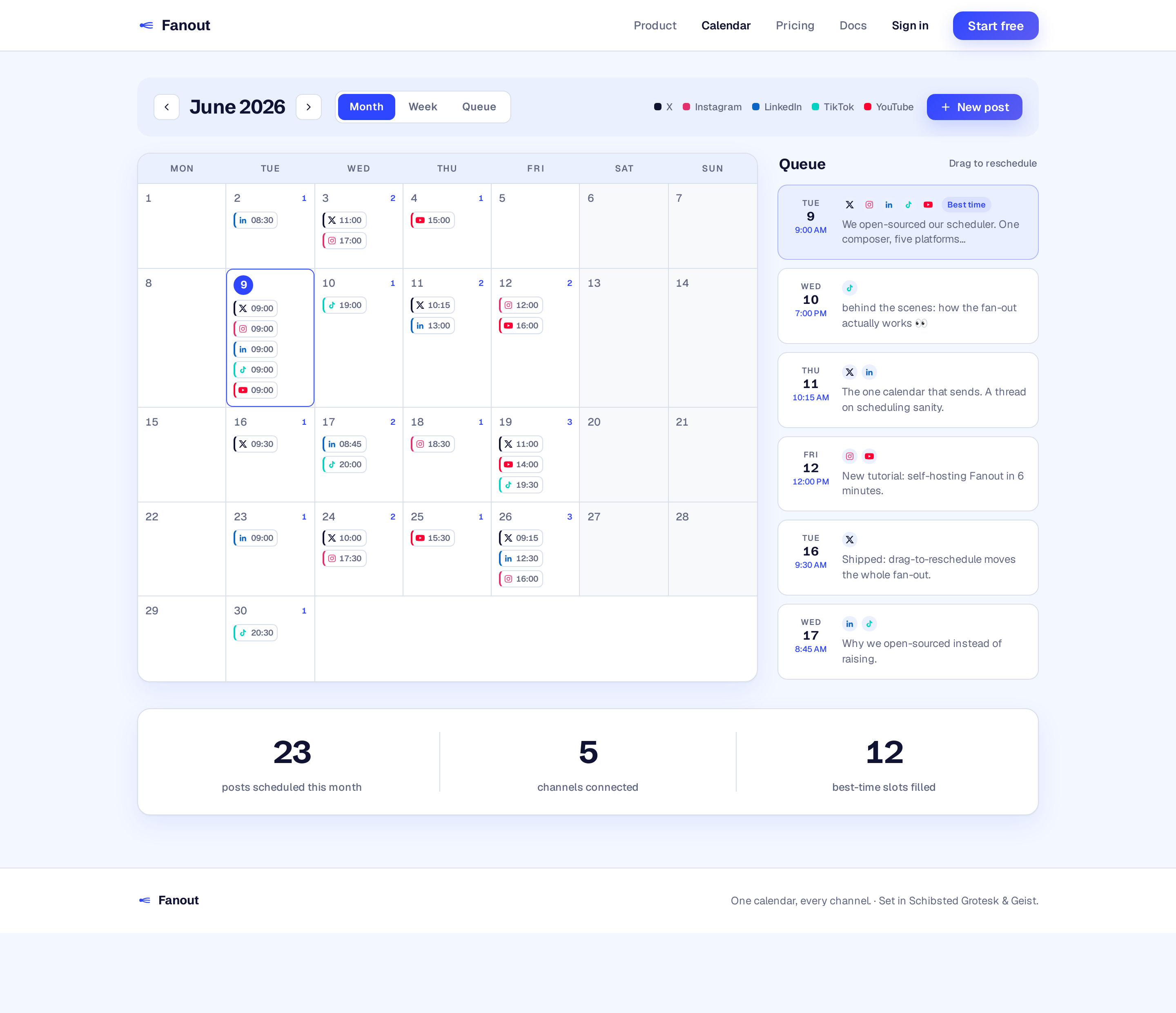Calendar screen