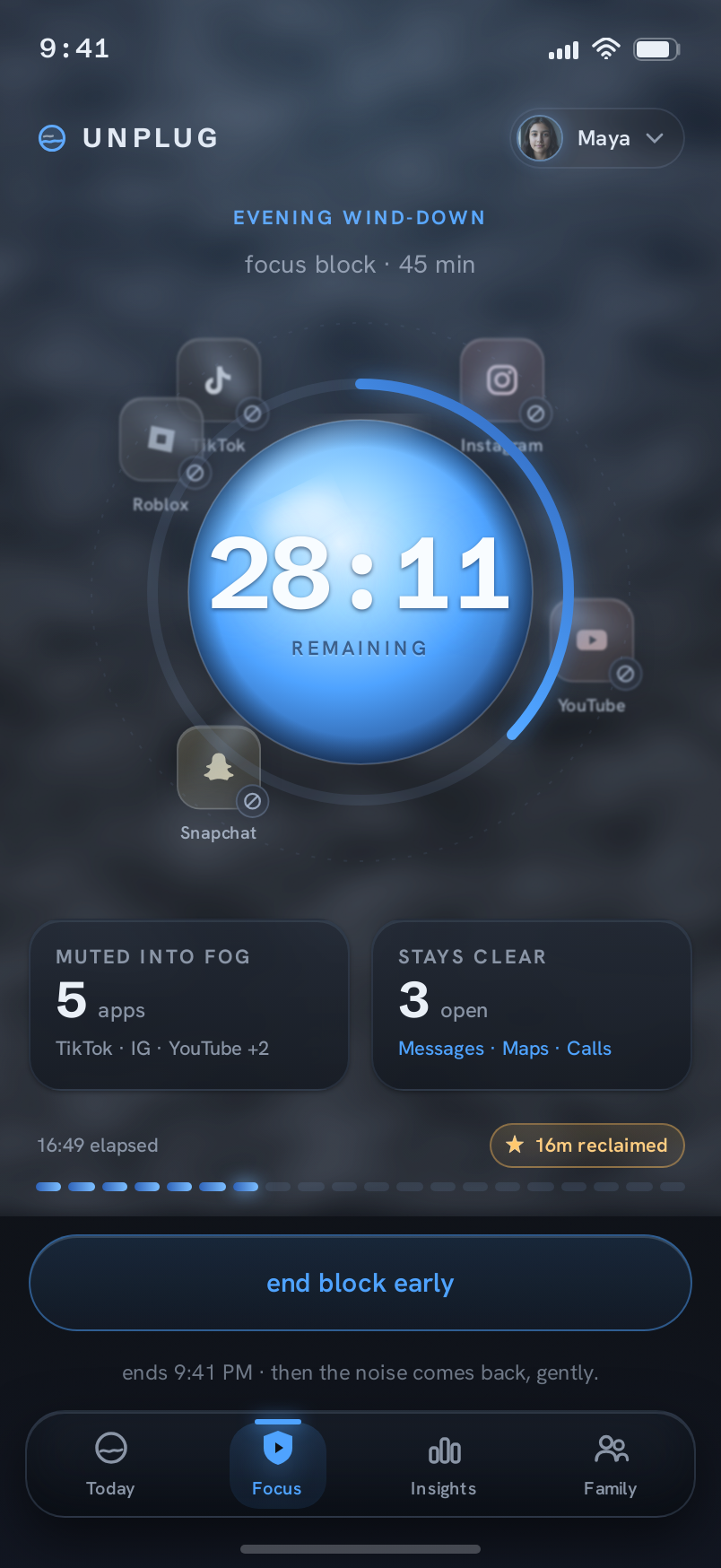 Focus screen