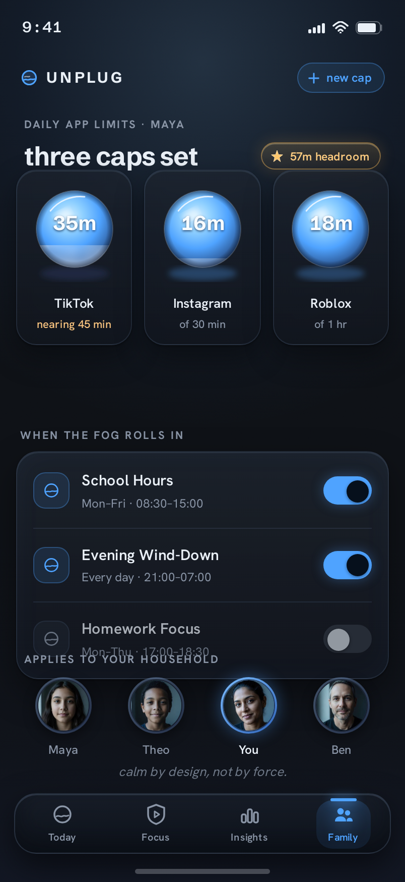 Limits screen