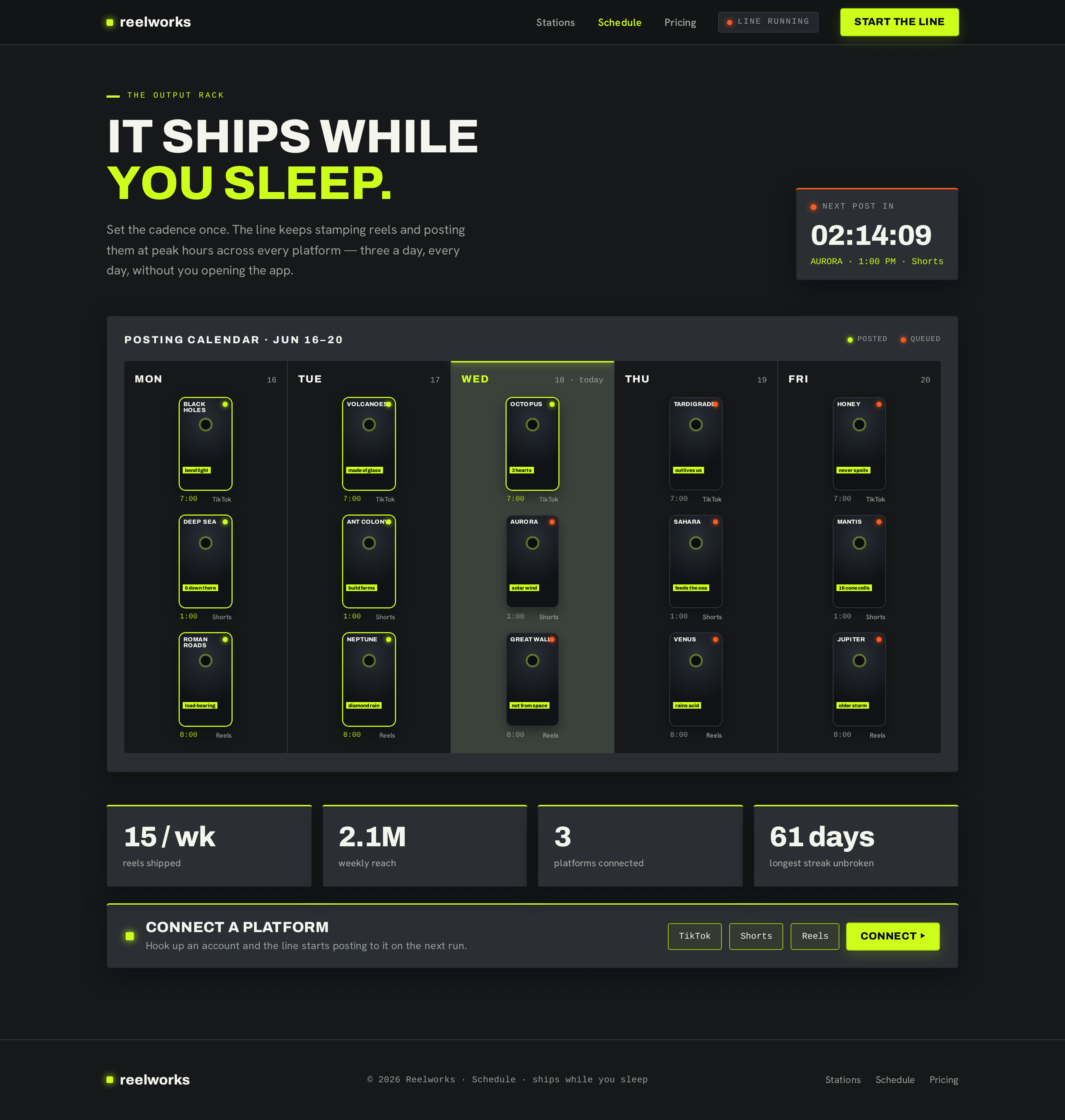 Schedule screen