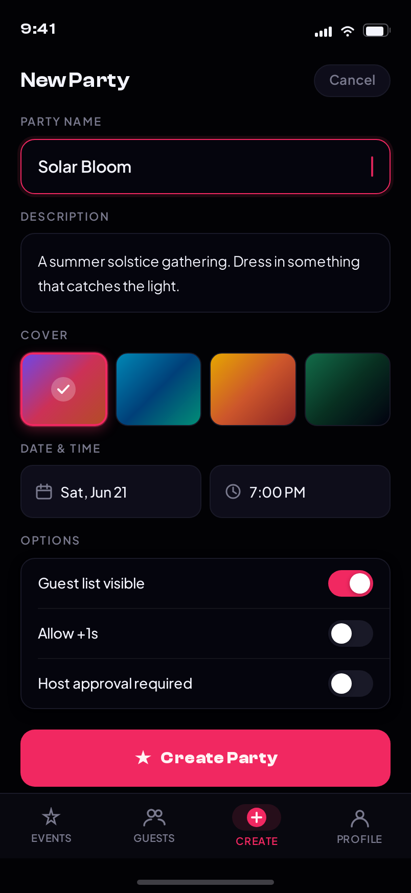 Create screen