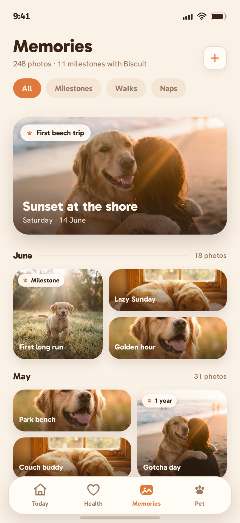 Memories screen