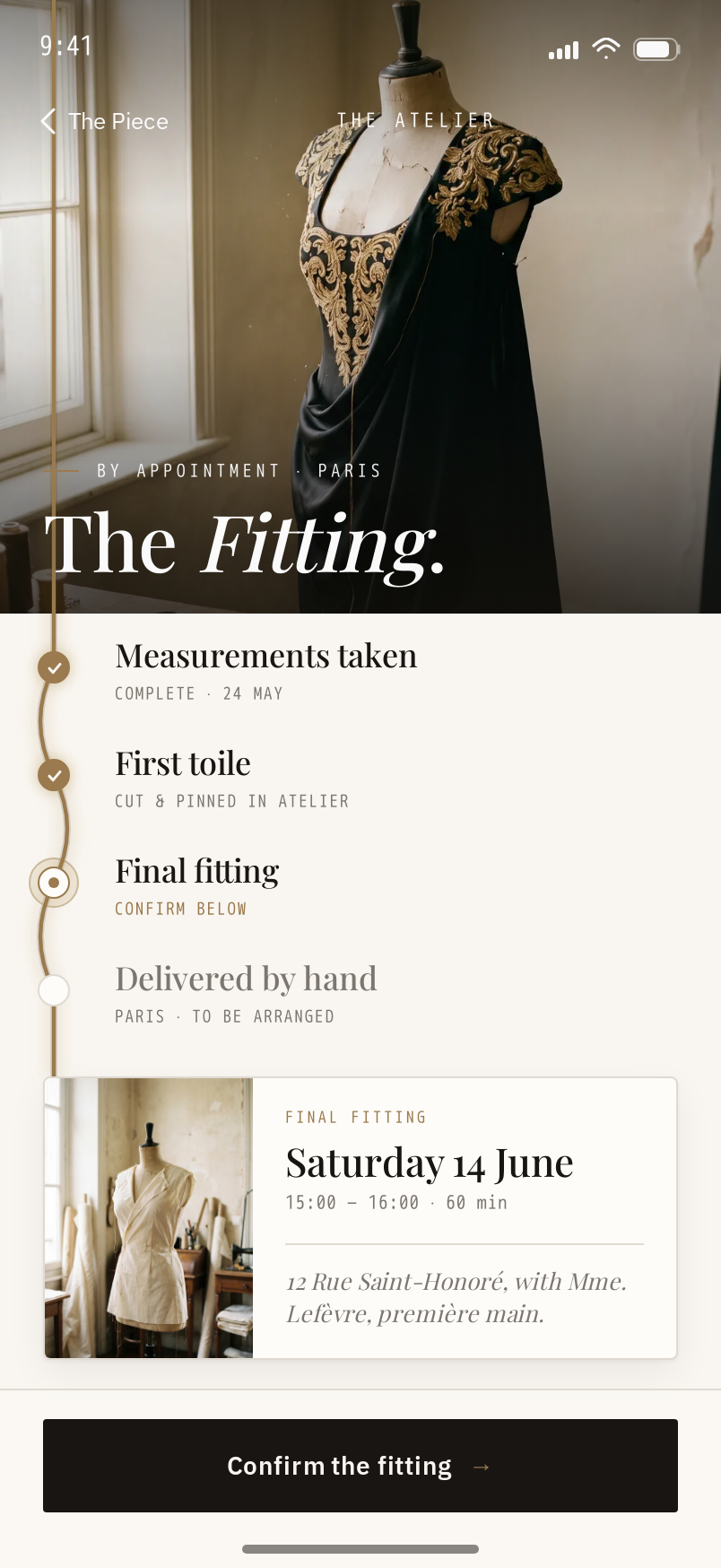 Fitting screen