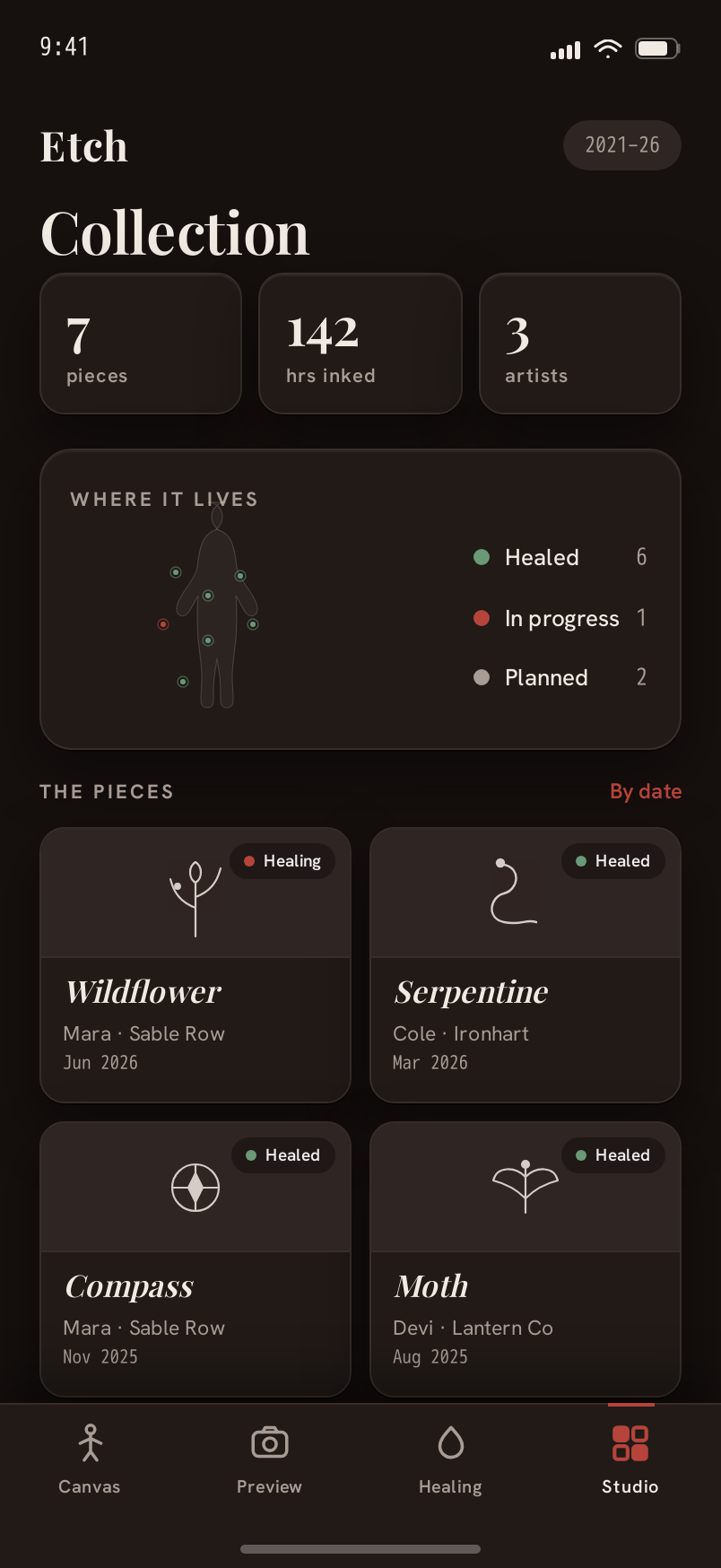 Collection screen