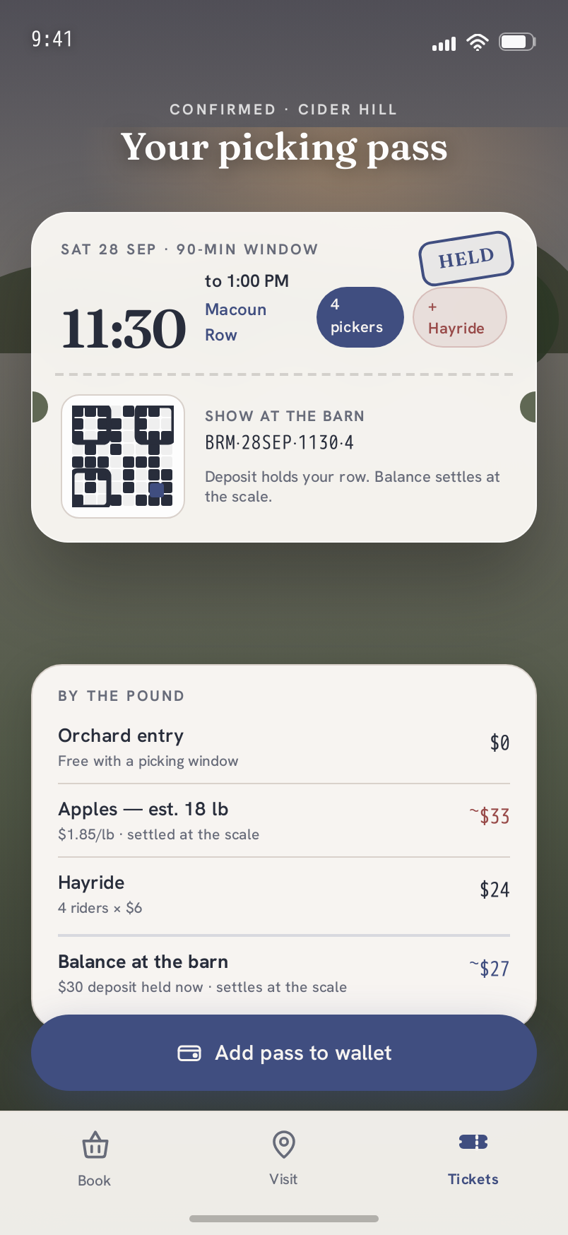 Ticket screen