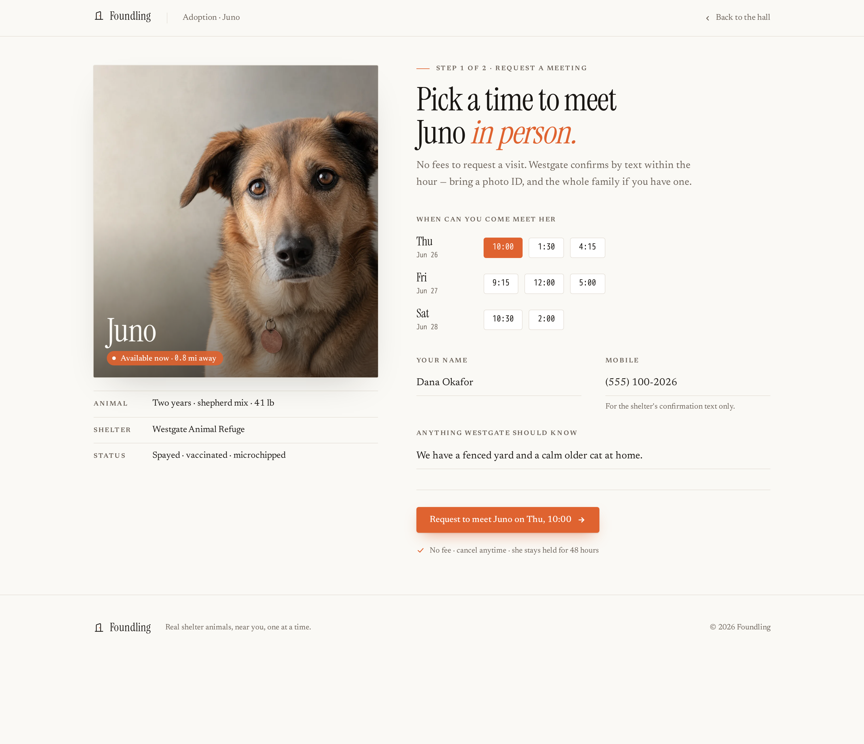 Adoption screen