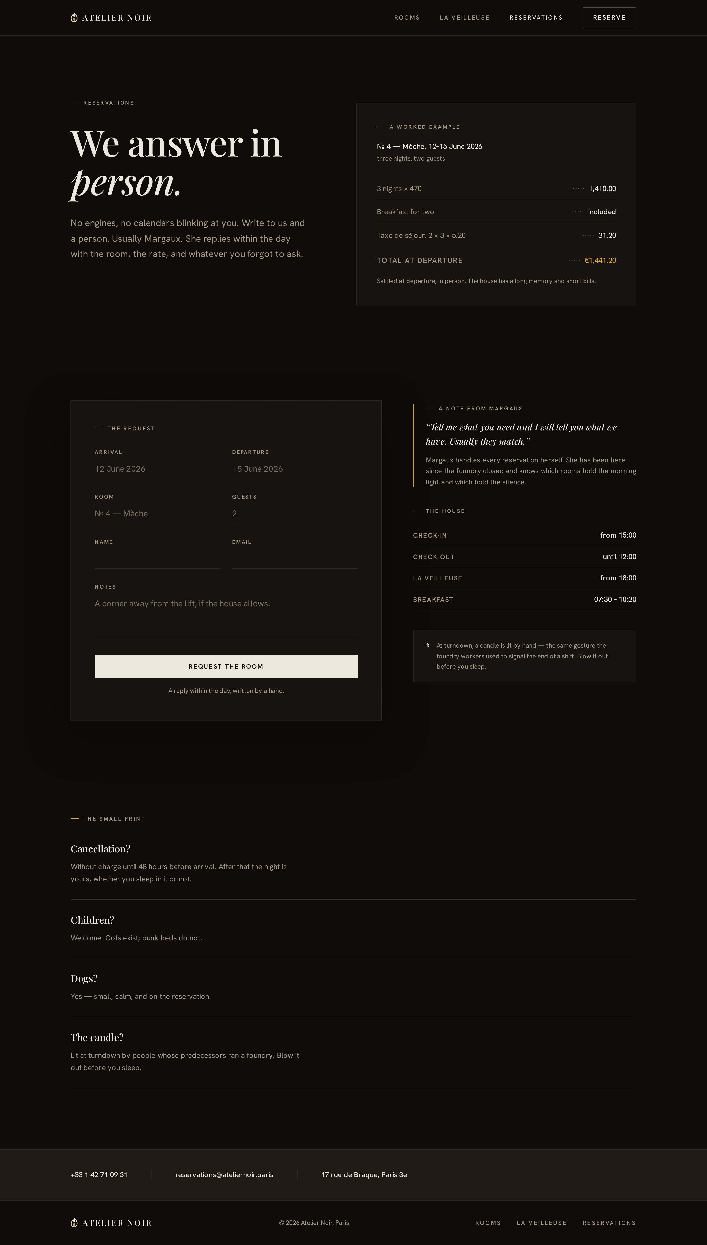 Reservations screen