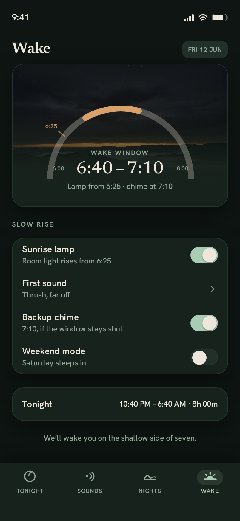 Wake screen