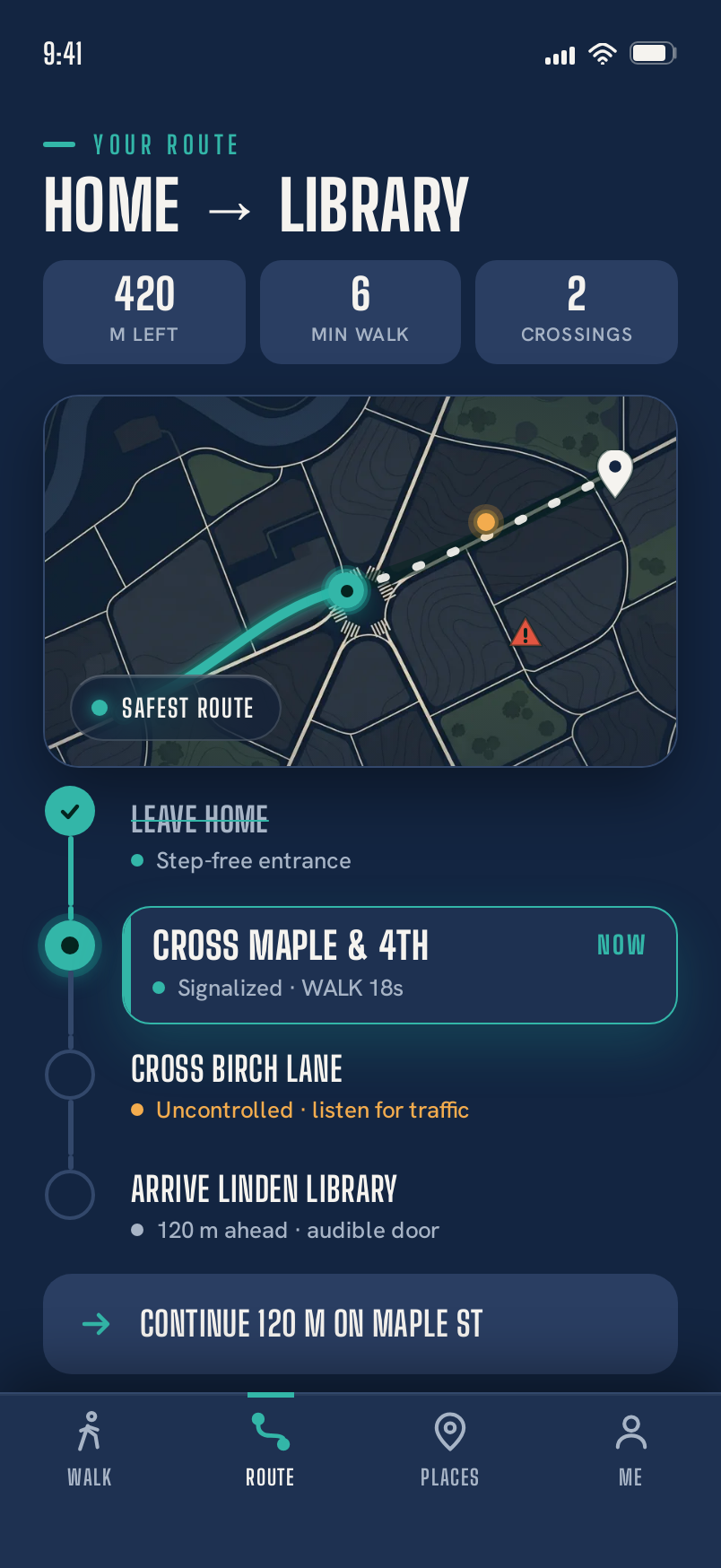 Route screen