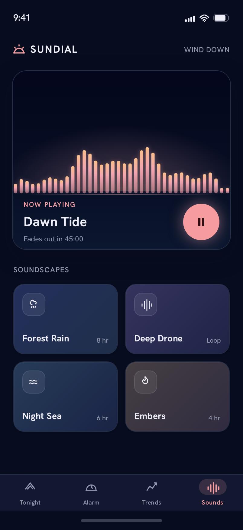 Sounds screen