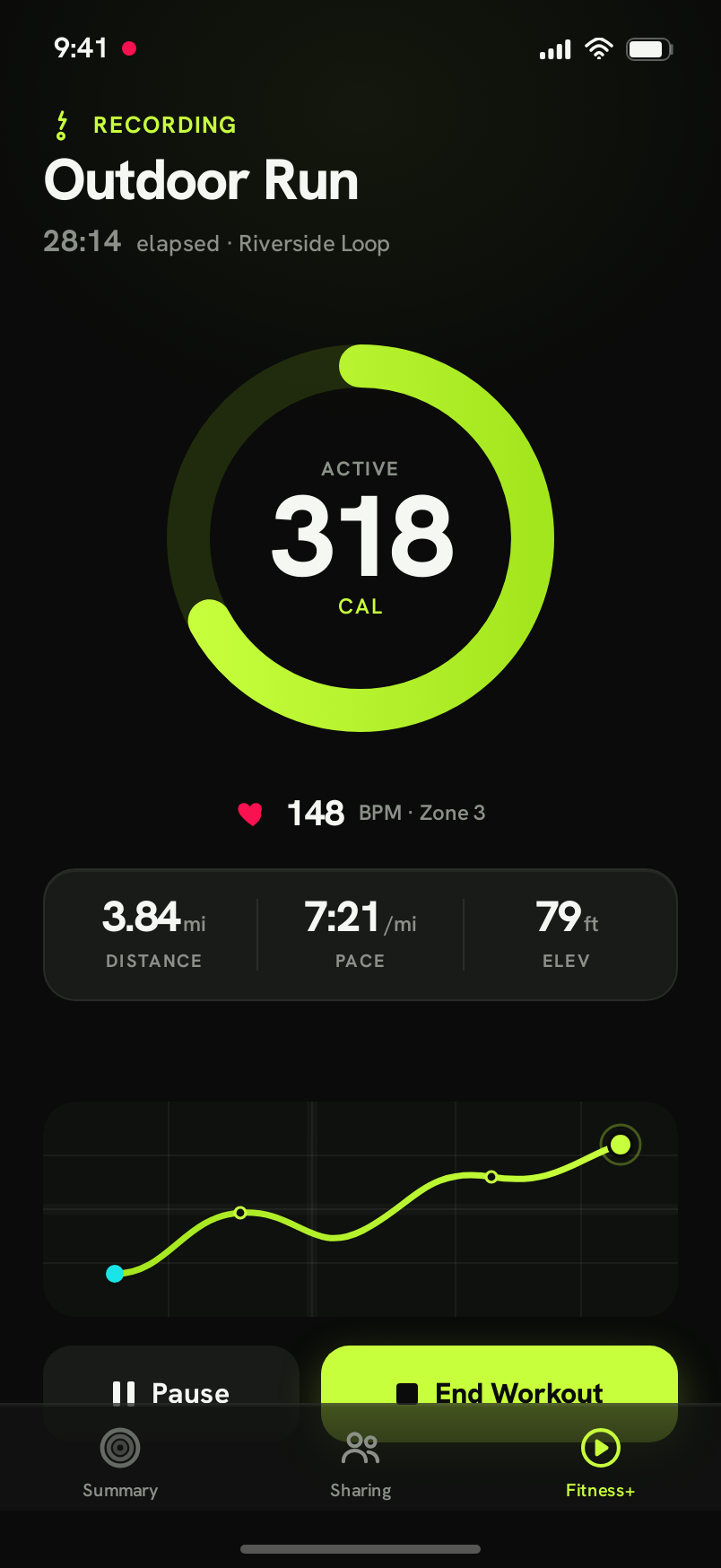 Workout screen