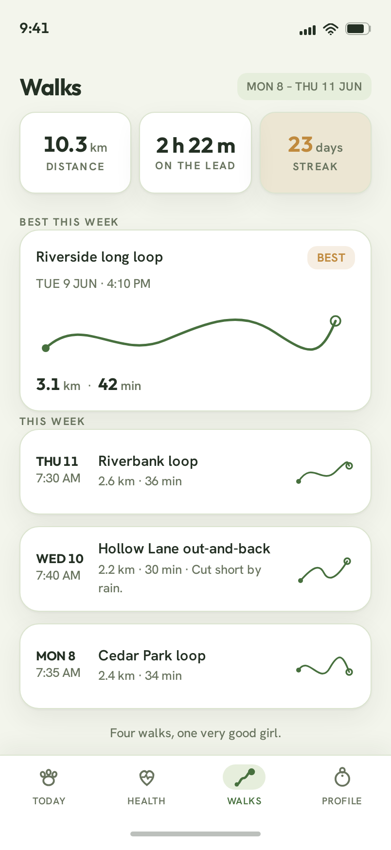 Walks screen