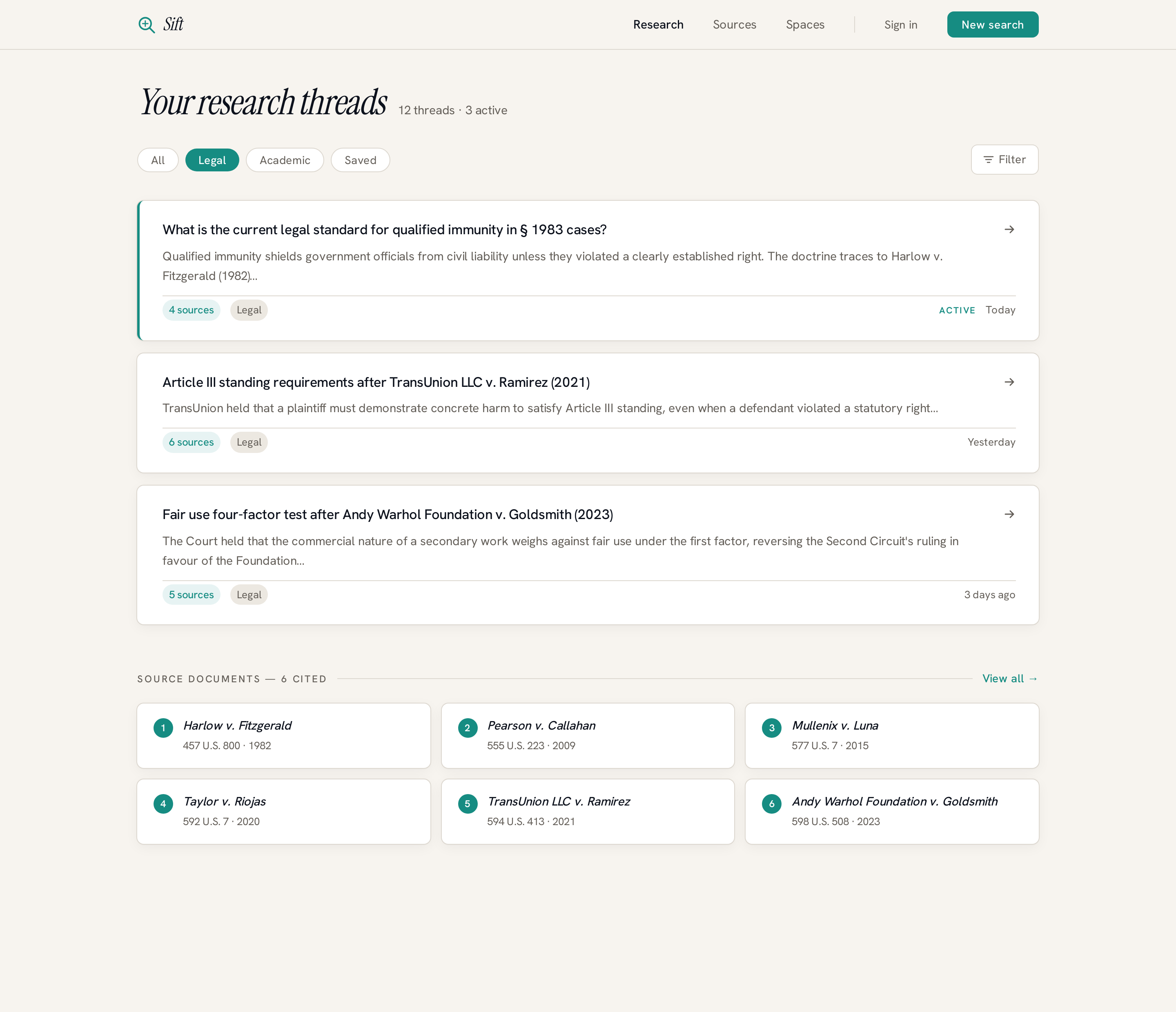 Threads screen