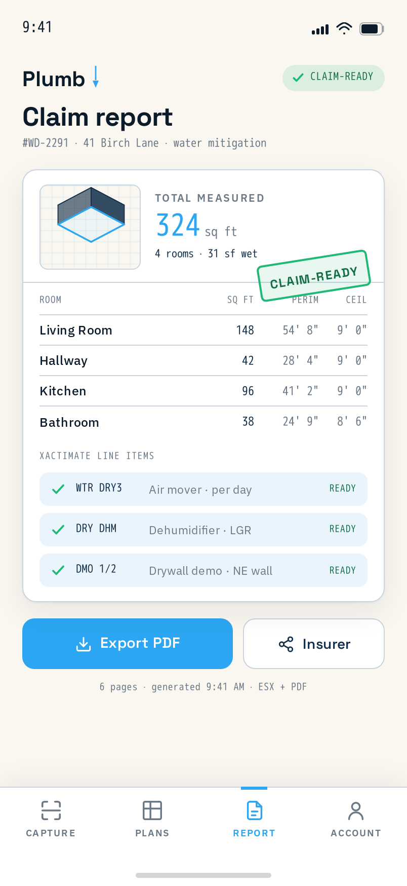 Report screen