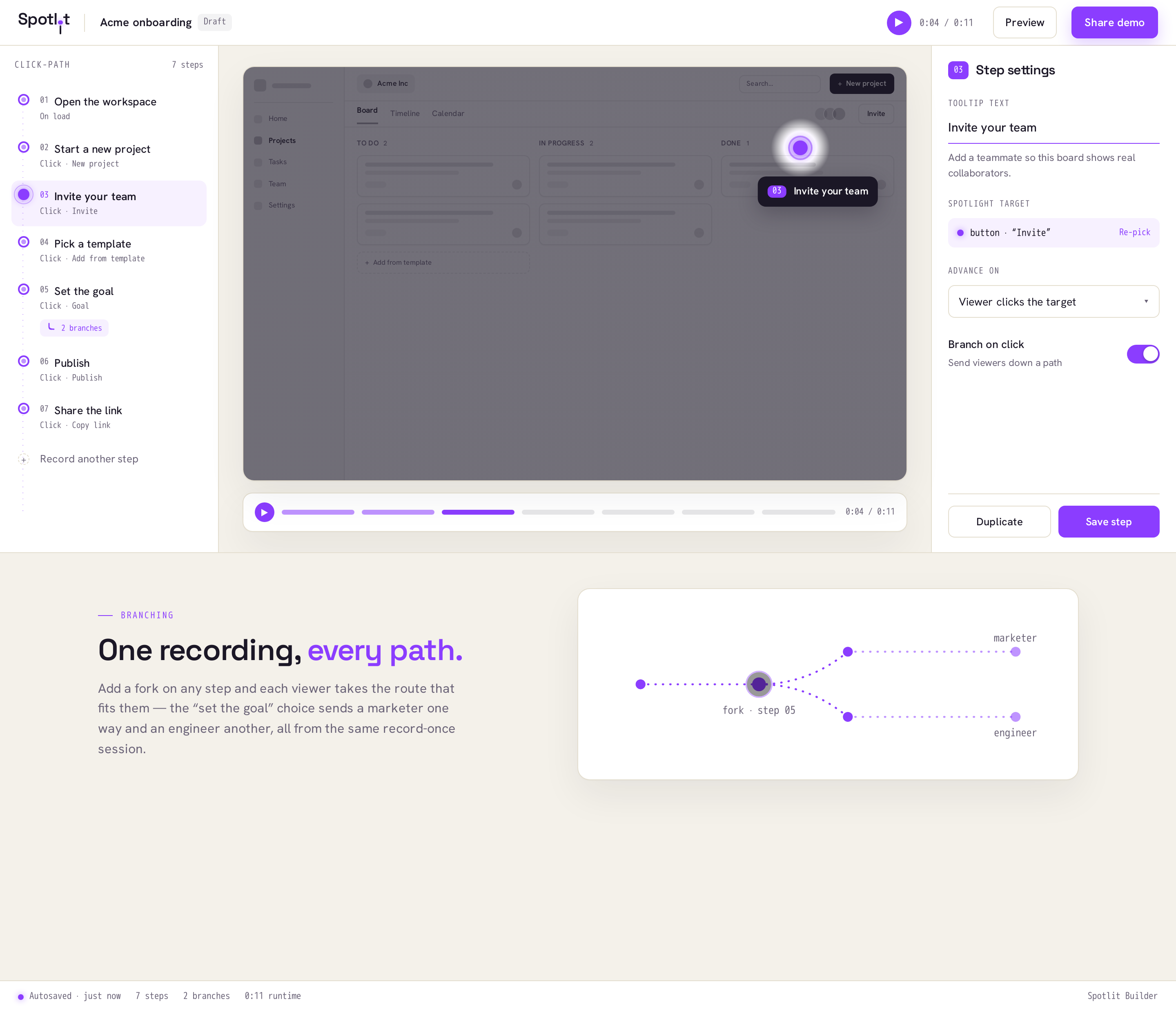 Builder screen