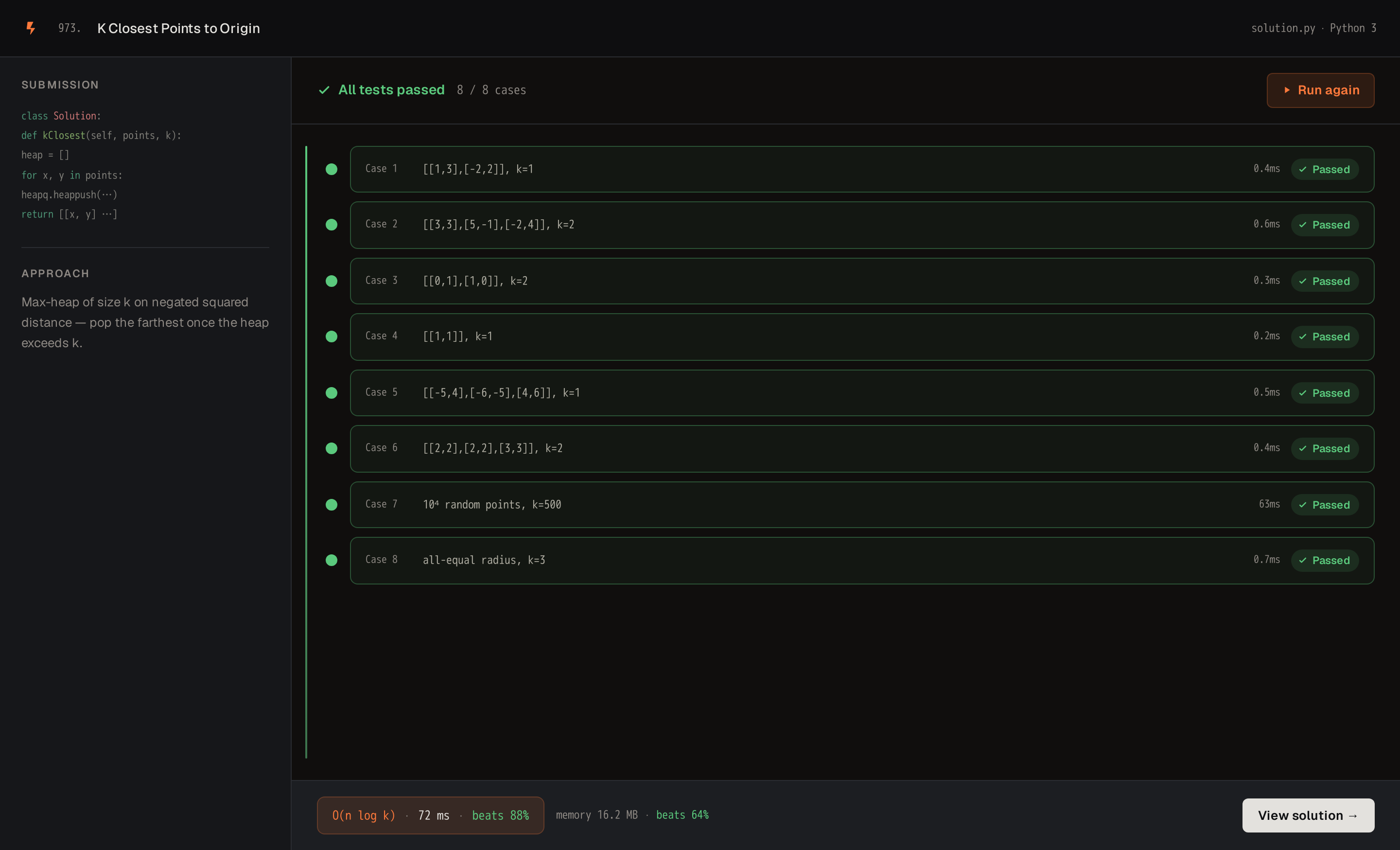 Results screen