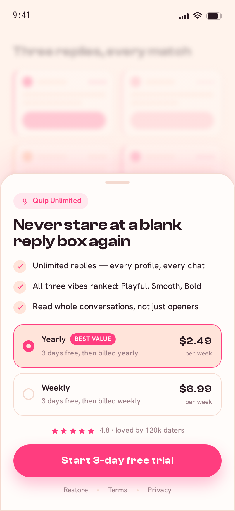 Paywall screen