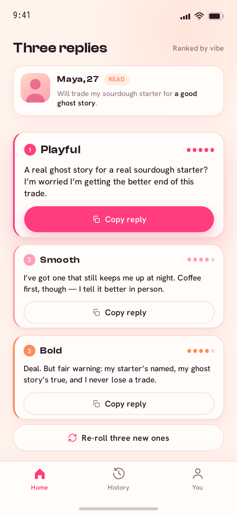 Replies screen
