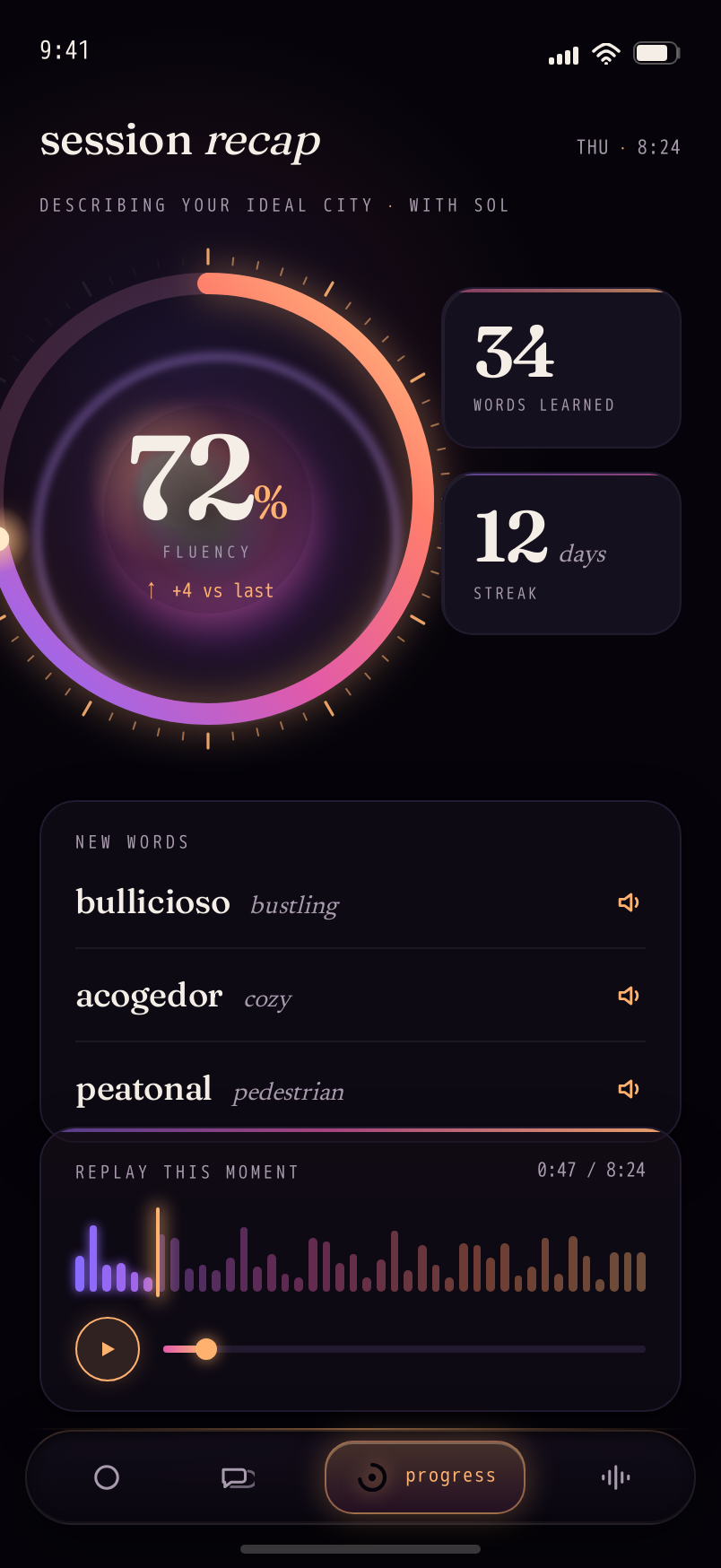Progress screen