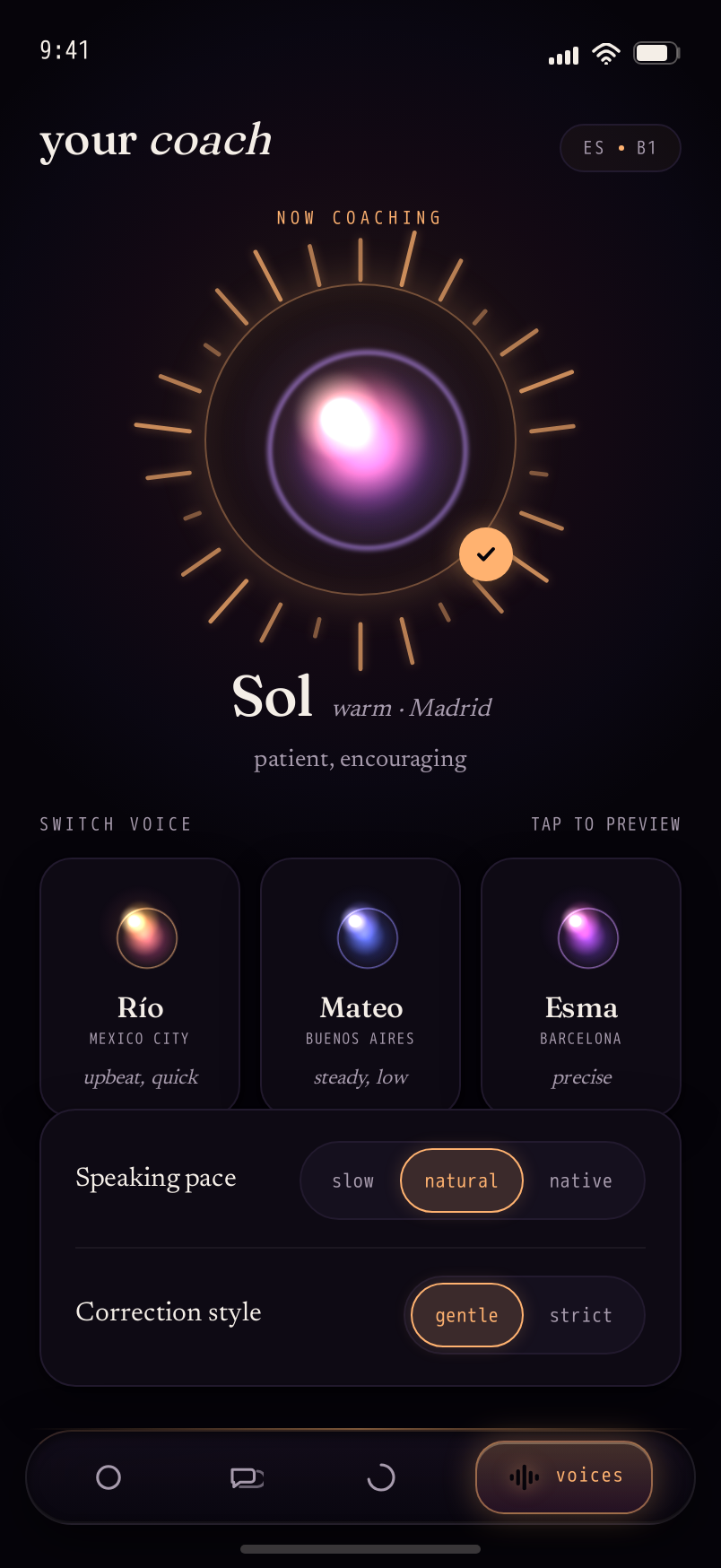 Voices screen