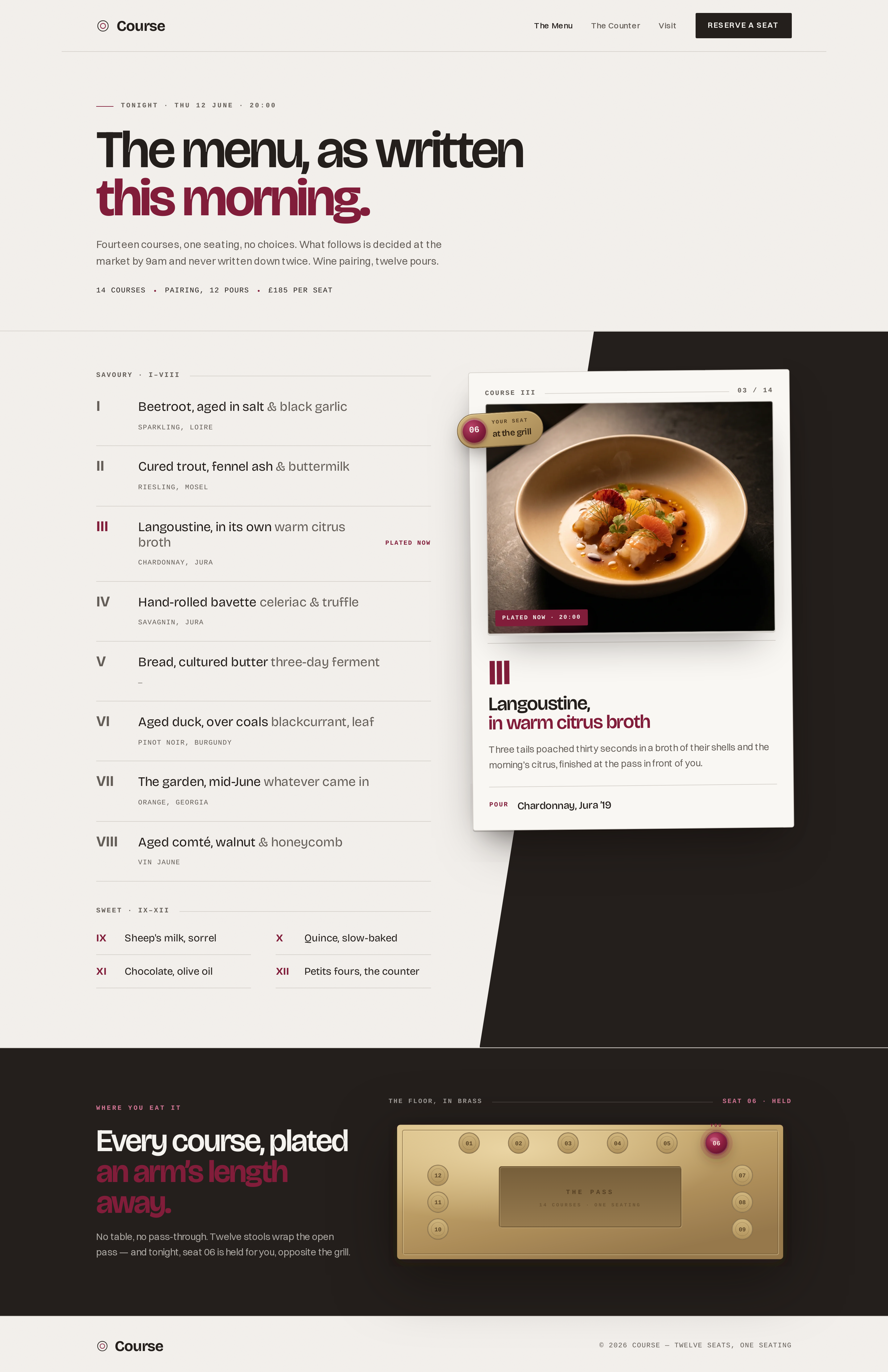 Menu screen