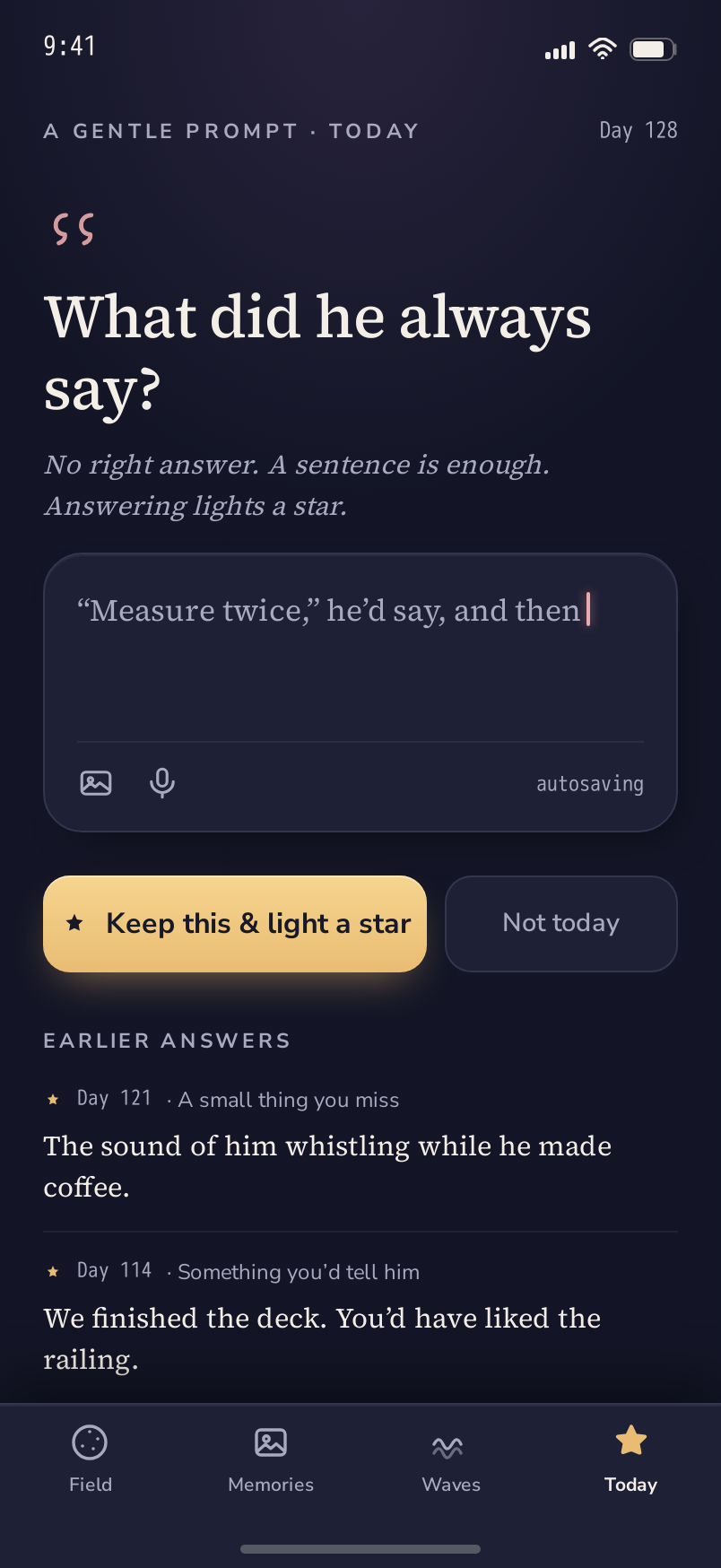 Prompt screen