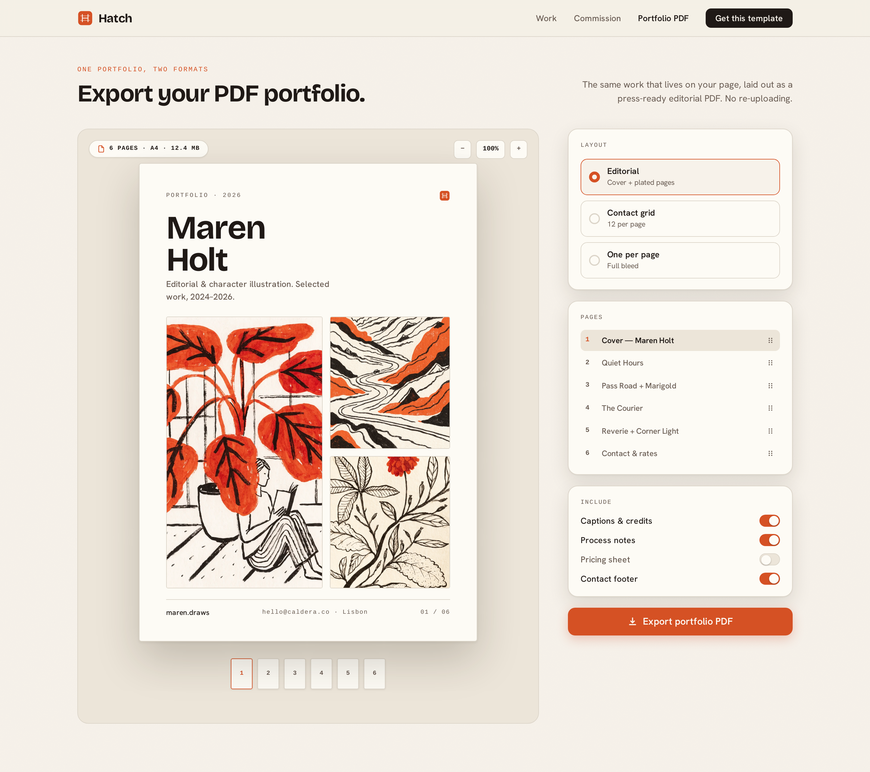 Export screen