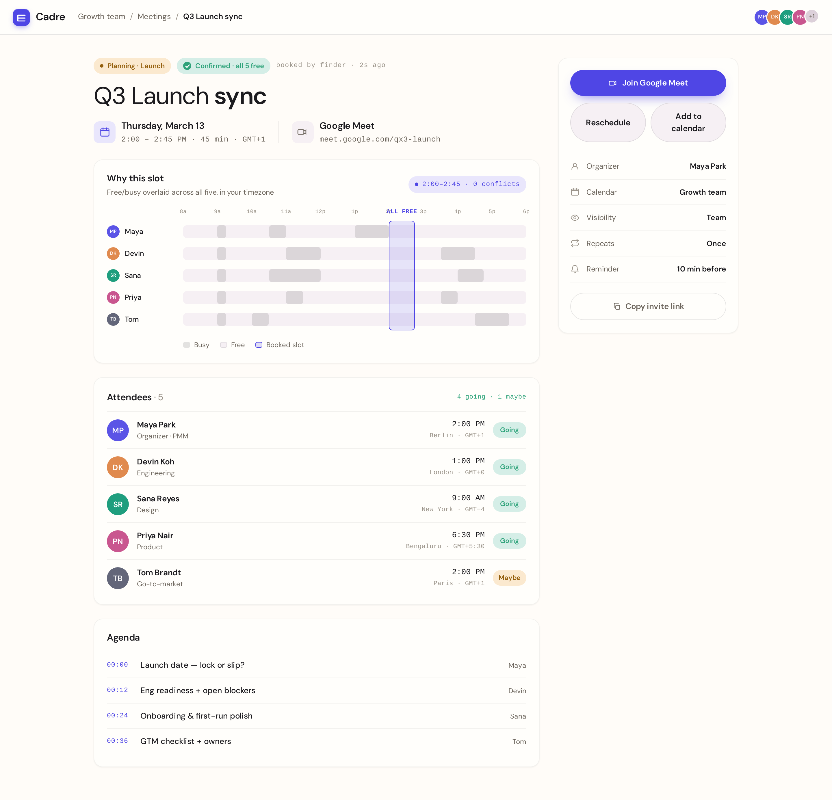 Meeting screen
