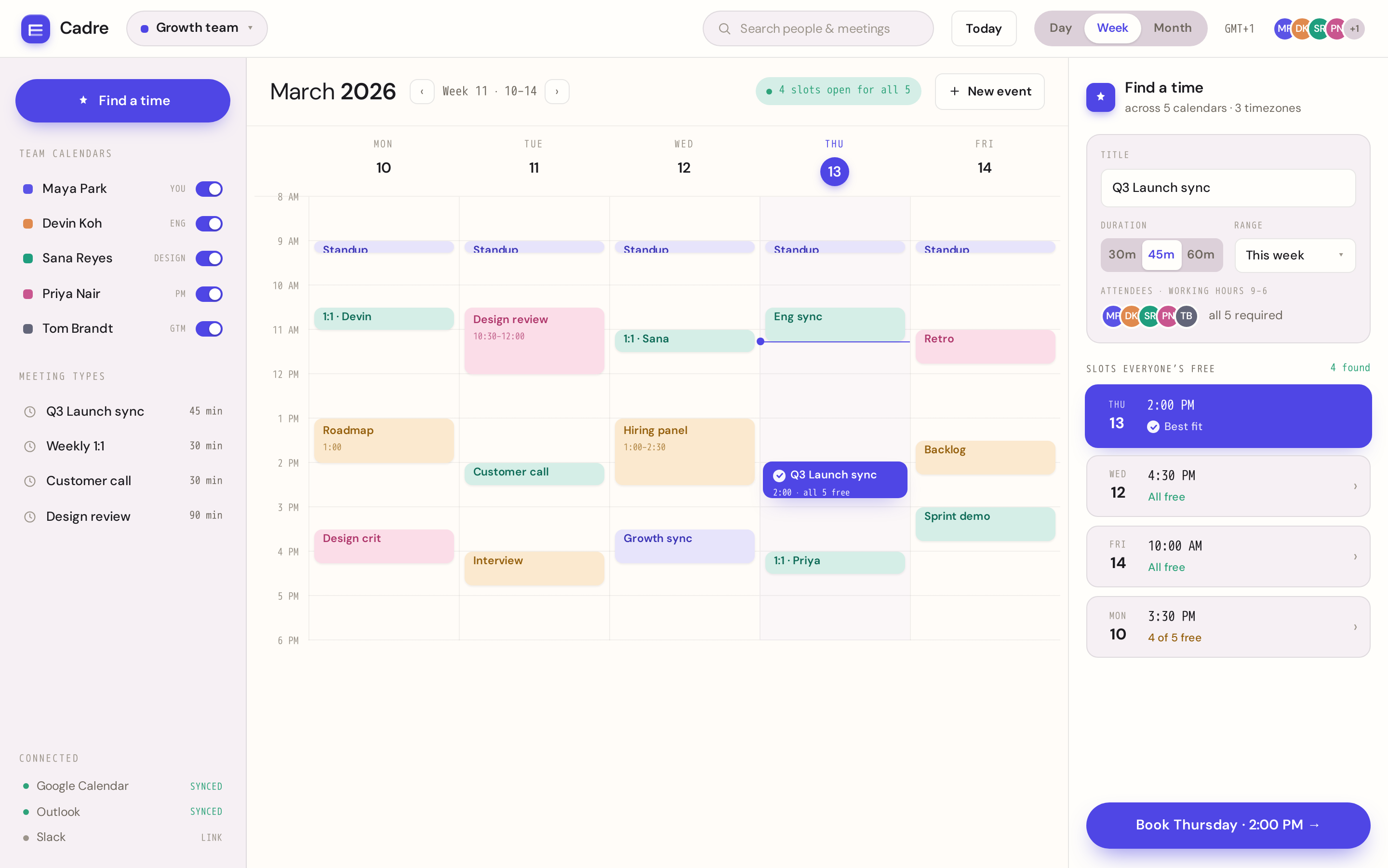 Schedule screen