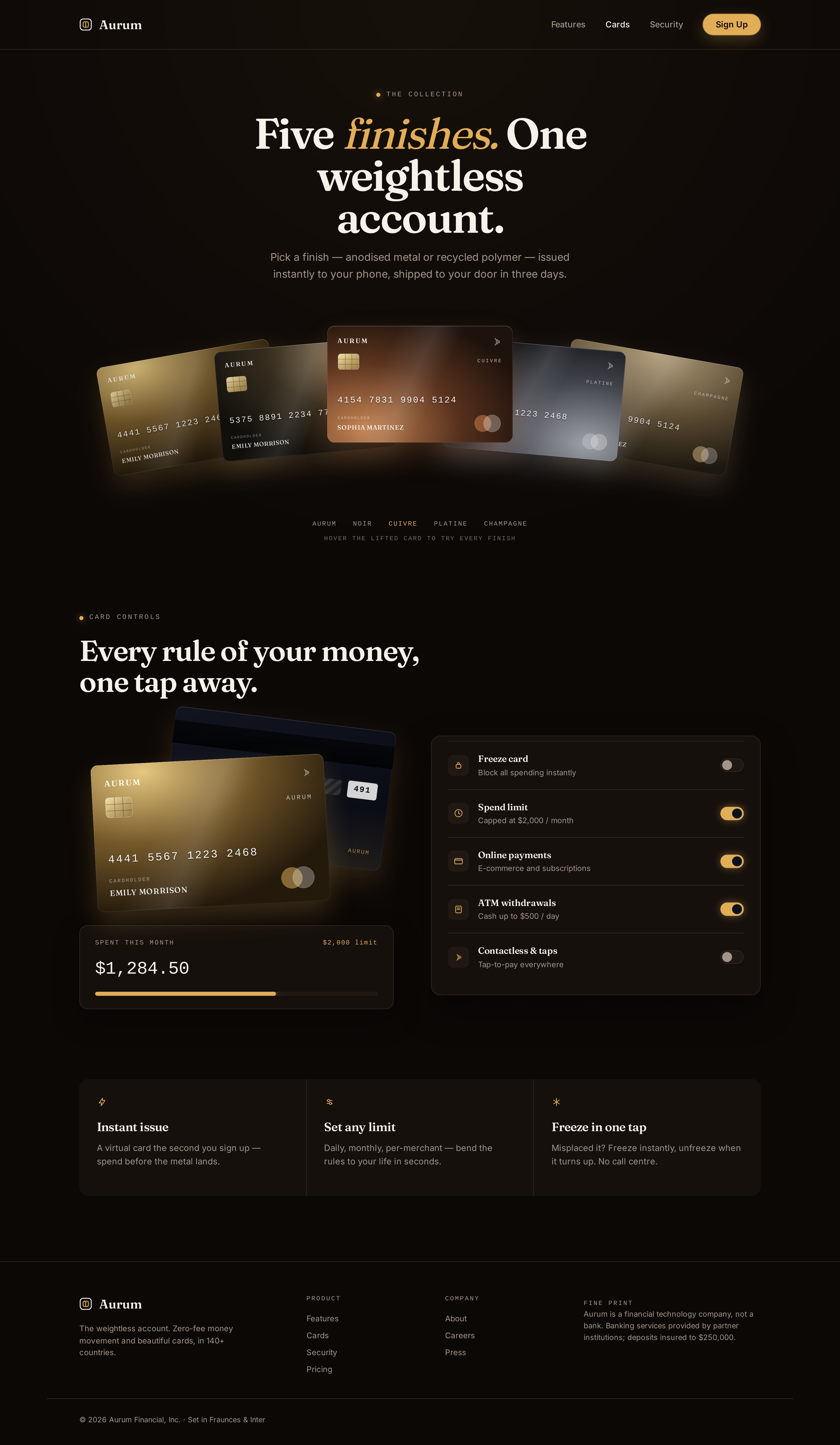 Cards screen