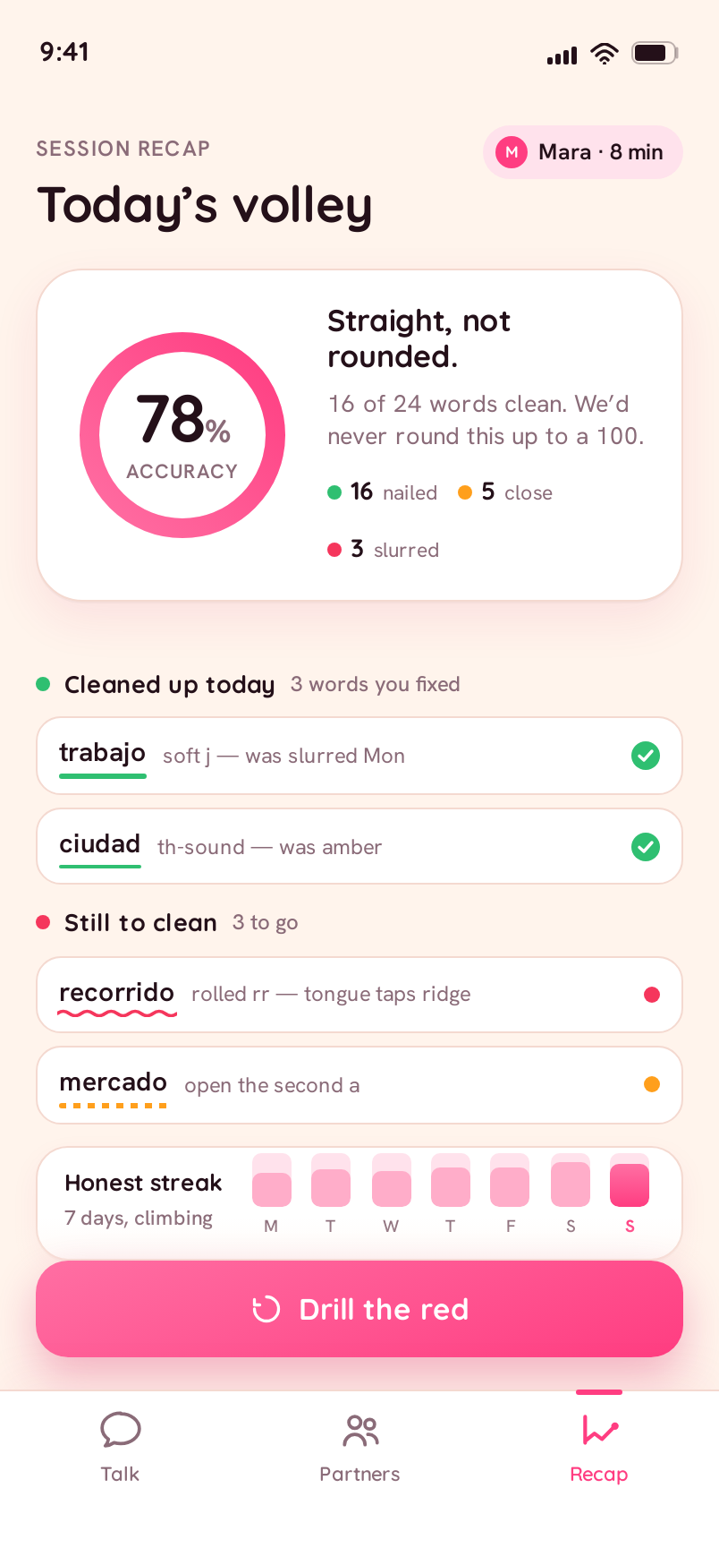Recap screen